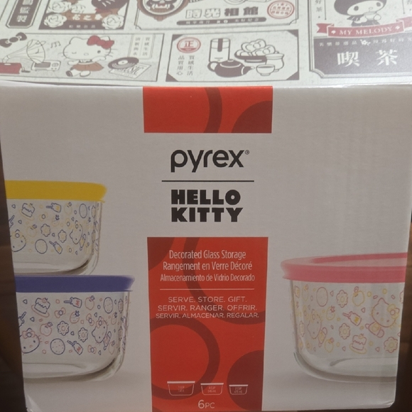 Pyrex | Kitchen | Pyrex Hello Kitty Glass Storage Set With Yellow Blue ...